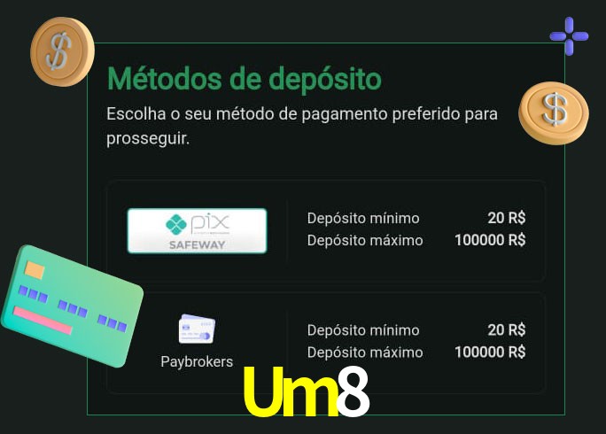 O cassino Um8 oferece uma grande variedade de métodos de pagamento